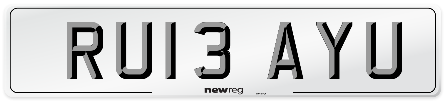 RU13 AYU Number Plate from New Reg